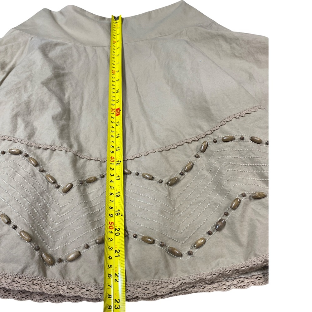 Nine West Boho‎ Flared Skirt Size 6 Cotton Lined Beaded A-Line - Picture 9 of 9